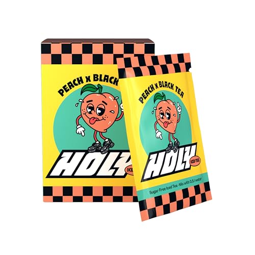 HOLY Iced Tea 10er Probier-Box Peach x Nectarine x Black Tea mit Pfirsich Geschmack Pulver | 10 Portionen mit Antioxidantien | Zuckerfreier Eistee | Vegan mit natürlichen Fruchtaromen