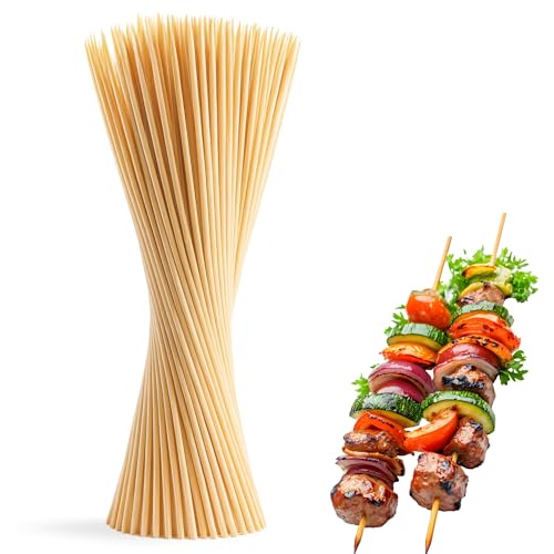 Pinchos de Madera, Brochetas para Barbacoa, Pinchos Parrilla, Pinchos BBQ Madera, Apto para Grill, Buffet, Fruta, Hoguera y Manualidades, Material Bambú, Longitud 30 cm, Contiene 45 palos