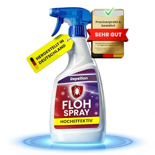 Repellion Anti Floh Spray (500 ml) für Wohnung & Umgebung Flohmittel gegen Flöhe Larven & Ungeziefer Für Teppiche Polster & Tierumfeld Flea Flohbombe Staubläuse
