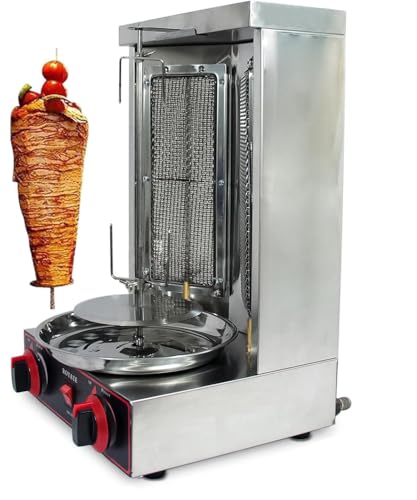 XUXIAO Máquina de Barbacoa Vertical para shawarma Comercial, Parrilla automática giratoria de Acero Inoxidable, Temperatura Ajustable, para reuniones Familiares en restaurantes