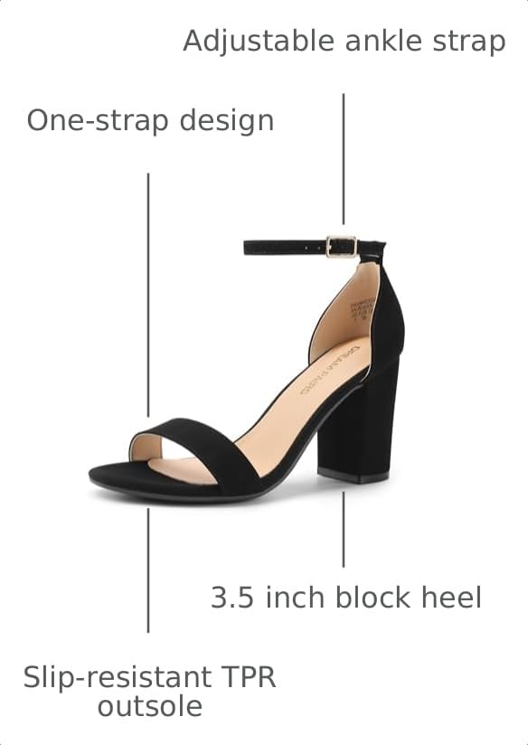 Image of DREAM PAIRS Heels for Women Chunky Block Heel Open Toe Ankle Strap 3.5 Inch Heeled Sandals for Party Date Wedding