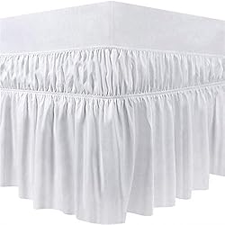 Falda De Cama Ikea Frequency Falda de cama plisada con volantes, elástica, con volantes, con volantes, para cama lisa, estilo envolvente, para cama elástica, 150 x 200 x 40 cm, color blanco
