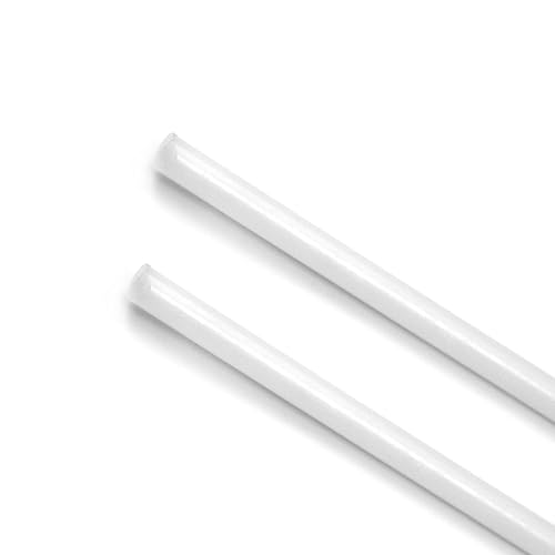 Plastic Round Rod Polyoxymethylene Engineering Bars Hard Solid POM Stick White 0.24 x 39.37 inches (D x L) 2Pcs