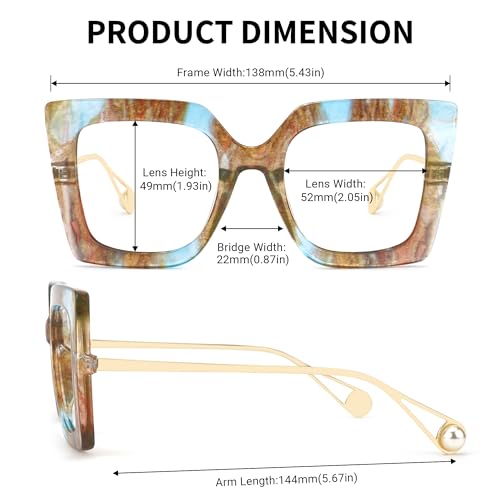 Image of Zeelool Chic Oversized Thick Square Eyeglasses Frame for Women Stylish Multicolor Eyewear with Non-prescription Clear Lens JGT001892-15