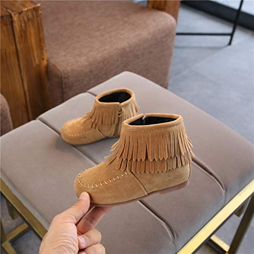 Little Girls Tassel Suede Ankle Boots Side Zipper Short Booties Winter Snow Boot3