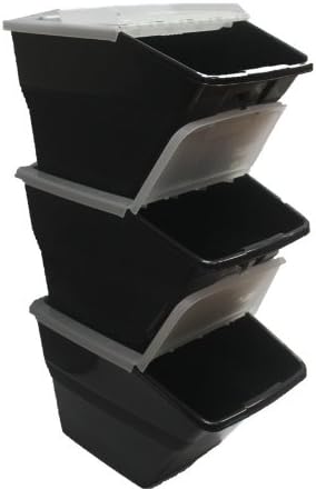 WTM BBCL- Three Pack of Stackable Bins with Hinged Lids 24 Quart Size (pack of 3)