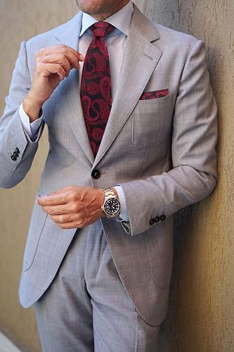 Image of HISDERN Ties for Men Paisley Tie and Pocket Square Woven Classic Floral Mens Ties Handkerchief Set Wedding Party Necktie