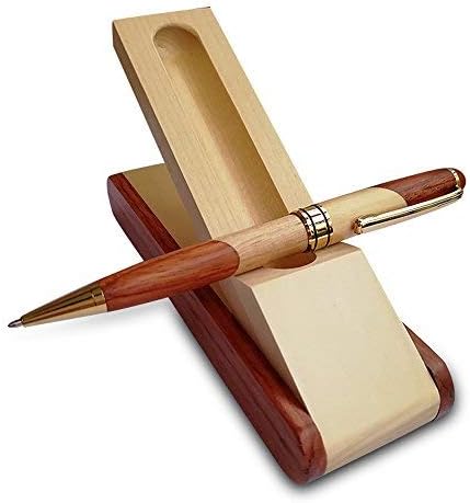 Luxury Wooden Ballpoint Pen Gift Set with Business Pen Case Display, Nice Writing Pen with Box and Gel Ink Refills