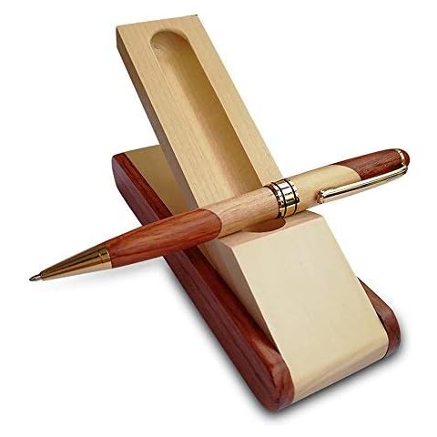 Luxury Wooden Ballpoint Pen Gift Set with Business Pen Case Display, Nice Writing Pen with Box and Gel Ink Refills Cover