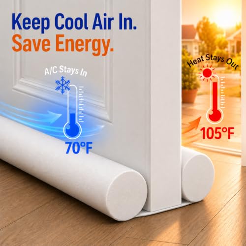 Image of MAXTID Large Door Draft Stopper - 30 Inch White Under Door Draft Blocker Fits 0.5 to 1.7 inch Gaps