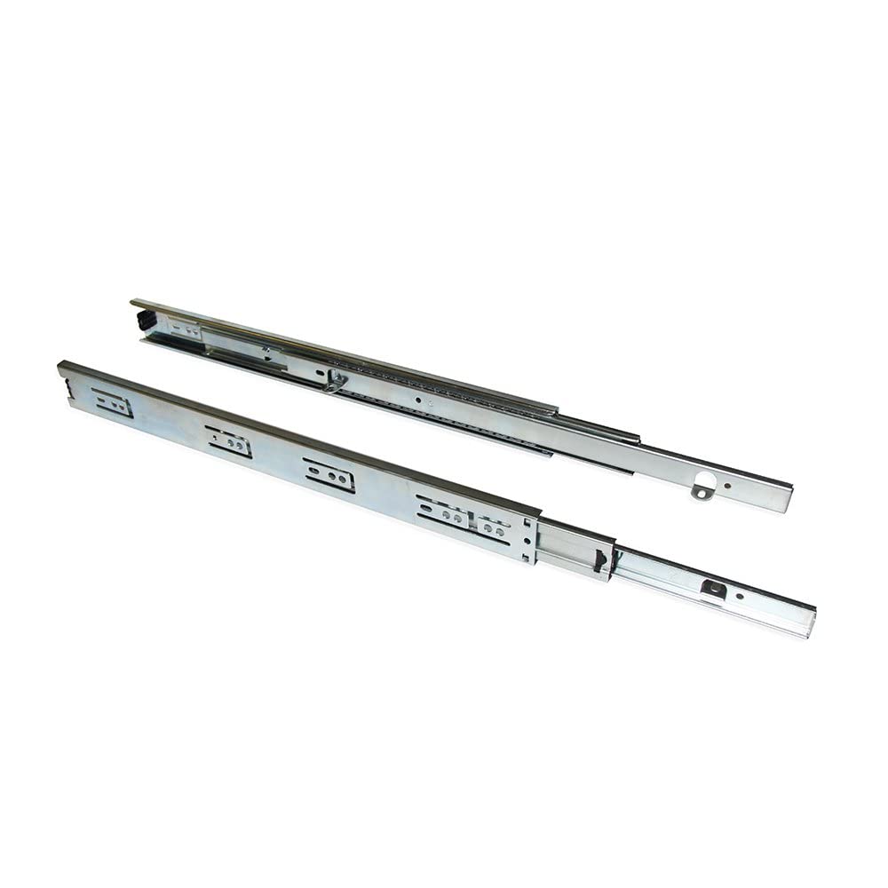 Emuca Set of Ball Bearing Drawer Runner, 45 x 400 mm, Total Extraction, with Brackets, Zinc Plated