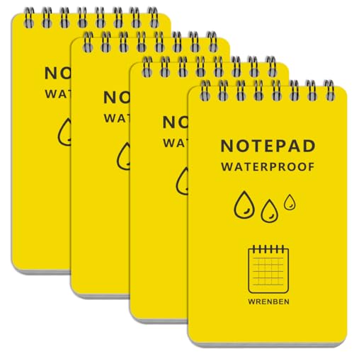 Carnet de notes à spirale imperméable jaune à couverture rigide
