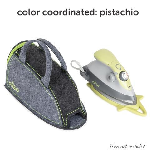 Image of oliso Mini Iron Carry Bag for M2Pro and M3Pro - Pistachio | Polyester Felt Travel Case, Quilting Retreat Storage, Compact Sewing Accessories, Heavy-Duty Zipper