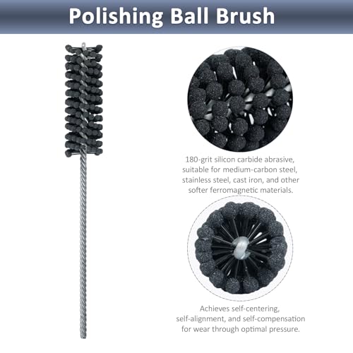 Image of Cylinder Hone, 180 Grit Silicon Carbide, 1 inch (25.4mm) Diameter Ball Hone | for Hole Diameters 15 /16 inch - 1 inch, Cylinder Engine Sanding Brush for Heavy Duty Deburring, Fast Cutting and Scratch Removal