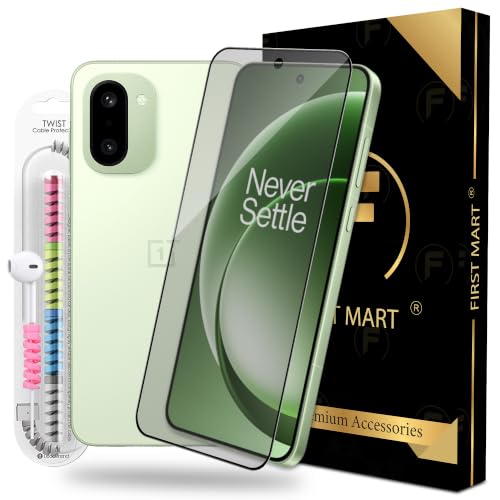 Image of FIRST MART Matte Anti-Glare Tempered Glass for OnePlus 15R and Nord 5 With Installation Kit | Military-Grade Gaming Screen Protector & Cable Guard | Edge to Edge Coverage | Black