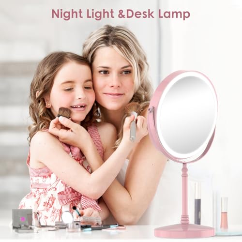 Image of DEIOVWXS Makeup Mirror, Rechargeable Vanity Mirror with 3 Lights, 1X /10X