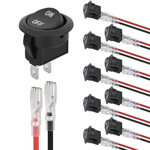 Image of Nilight 10PCS Round Rocker Switches w /Wiring Harness