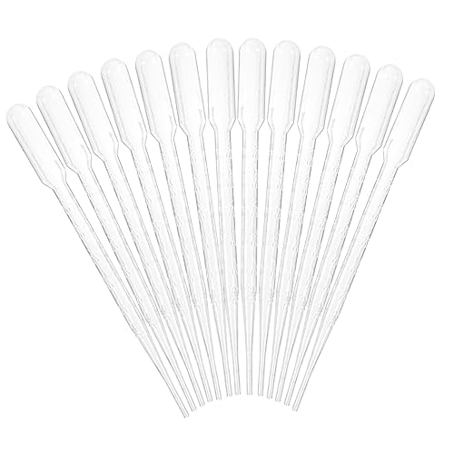 MUCKLILY 100pcs 3ml Plastic Transfer Pipette Droppers Boys and Girls Laboratory Dropper Eye Crafts Liquid Easy to Use Soft Pliable Measuring Pipettors