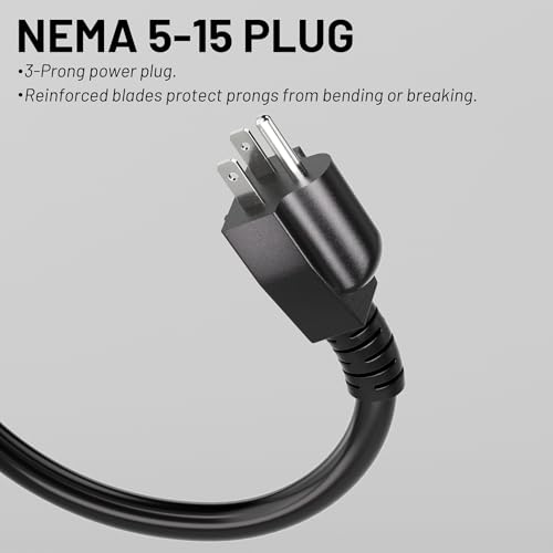 Image of Vockjour 3 ft 16 /3 Appliance and Power Tool Cord, 16 AWG 3 Prong Black Heavy Duty Replacement Power Cord with Open End, NEMA 5-15P, 125V AC Pigtail, 13A 1625W, ETL Listed