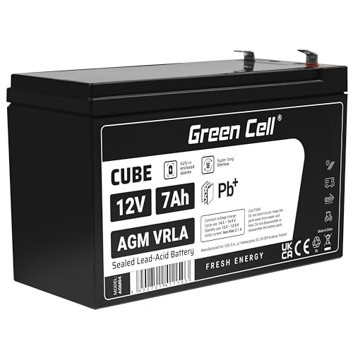 Green Cell AGM 12V 7Ah Akku VRLA Blei-Batterie Bleiakku Ersatzakku Gelakku Akkubatterie Zyklenfest Unbemann UPS, USV, Notstrom, USV-Anlage, UPS -Anlage, Backup-Batterie, Batteriebackup