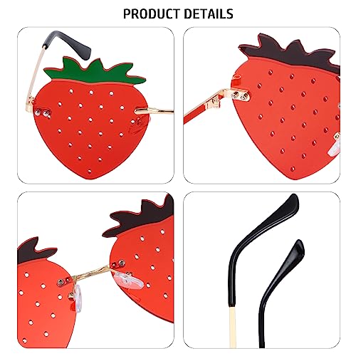 Strawberry Shape Sunglasses Retro Trendy Fun Sunglasses for Women Men Christmas Decorations Party Favor4