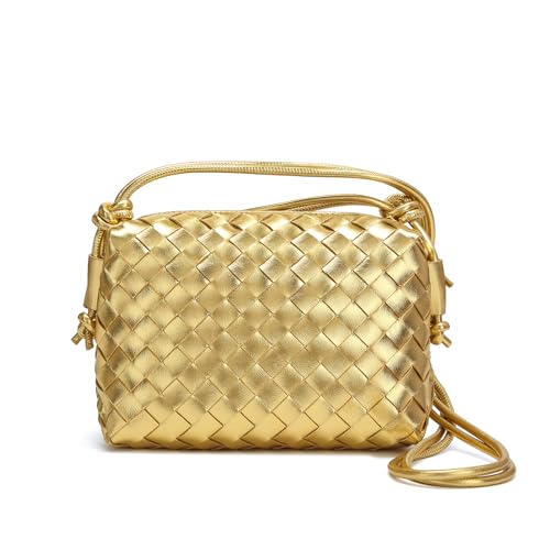 Image of Woven Crossbody Bags for Women Handmade Woven Purse Shoulder Bag Small Handbag PU Leather Purses Bag