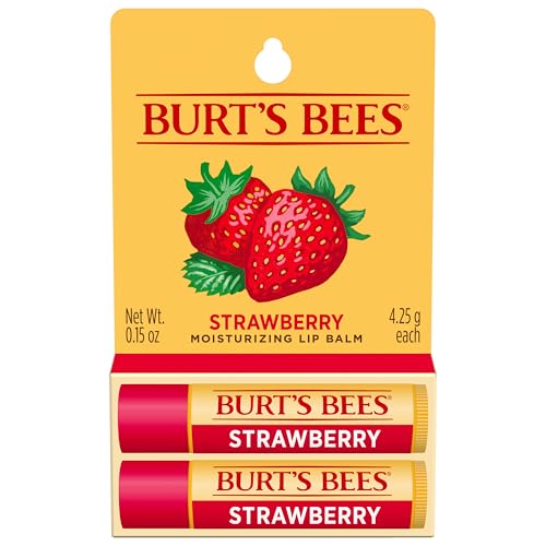 Burt's Bees Lip Balm - Strawberry, Lip Moisturizer With Responsibly Sourced Beeswax, Tint-Free, Natural Origin Conditioning Treatment, 2 Tubes, 0.15 oz. - image 1
