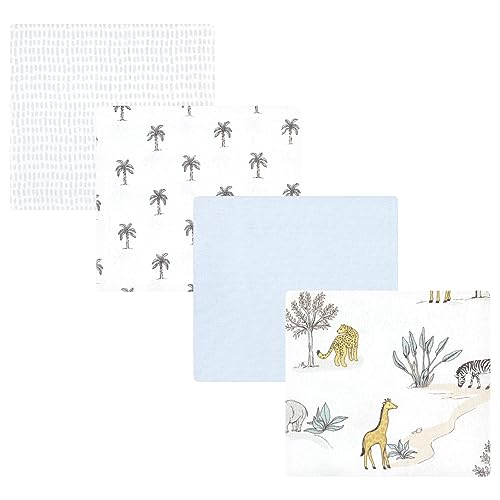 Image of Hudson Baby Unisex Baby Cotton Flannel Receiving Blankets, Boy Safari World, One Size