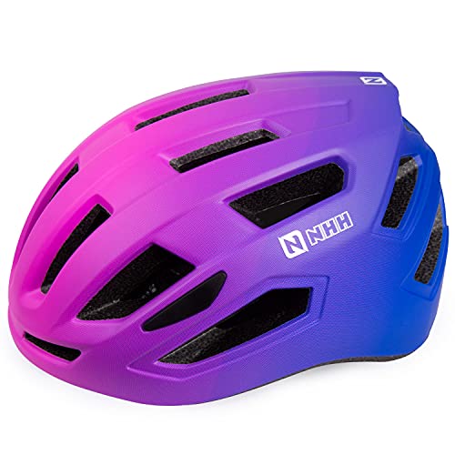 Nhh Adult Bike Helmet - Cpsc-Compliant Bicycle Cycling Helmet Lightweight Breathable And Adjustable Helmet For Men And Women Commuters And Road Cycling (Matte Pink-Blue Gradient) #TOP23