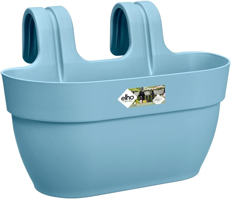Elho Vibia Campana Easy Hanger M 36 - Jardinera por Balcón Y Exterior - Ø 36 x H 26.5 cm - Azul/Vintage Blue