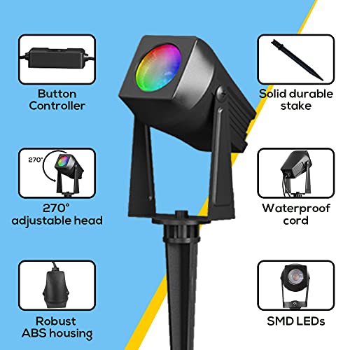 Sunthin Smart Landscape Spotlights, Rgbw Color Changing Landscape Lights With Transformer, Work With Alexa And Google Home, For Garden, Yard, Lawn, Wall, Tree, Flags, Fence (8 Pack) #TOP1
