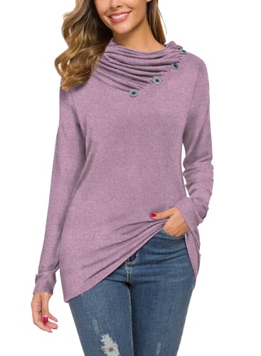 Image of WEACZZY Women's Long Sleeve Shirts Button Cowl Neck Casual Loose Tunic Tops Blouse Dressy Fashion 2026