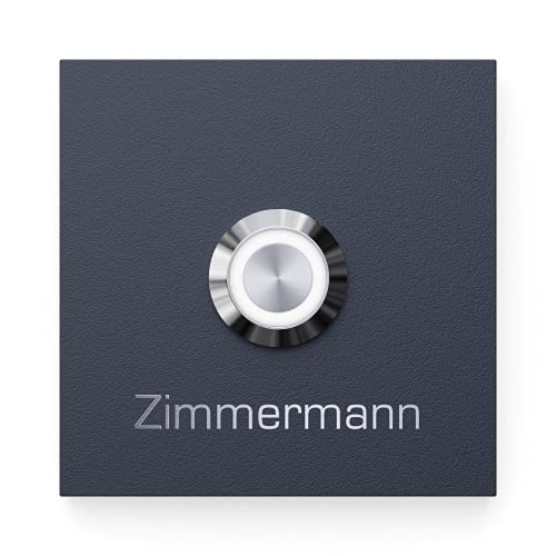 Plaque de sonnette en acier inoxydable V2A avec gravure de Graviers Design – Revêtement par poudre en RAL 7016 – Bouton de sonnette LED – Sonnette de porte – Fabriqué en Allemagne