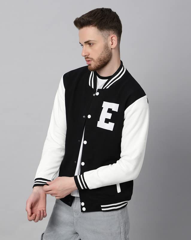 Image of BE SAVAGE Men's Cotton Blend Standard Length Varsity Jacket