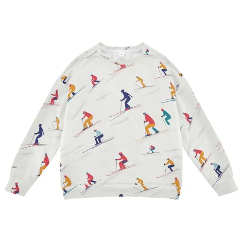 JUNZAN Skiing White Kids Girls Sweatshirts Hoodies Long Sleeve Fall Tops Shirts Sports 4T