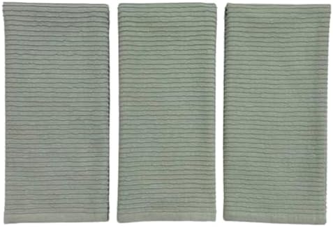 Miniatura 2 de Paños de cocina verde salvia 100% algodón paño suave limpieza secado absorbente rizo acanalado bucle juego de 3 multiusos para uso diario