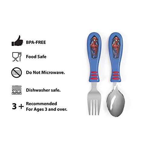 Zak Designs SPCD-5480 Zak! Marvel Spider-Man - 5-Piece Dinnerware Set - Durable Plastic & Stainless Steel - Includes Tumbler, 8-Inch Plate thumb #2