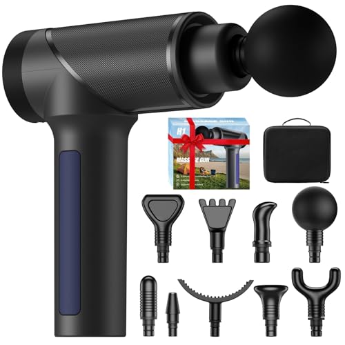 JQX Professional-Grade Percussion Massager - 6-Speed Deep Tissue Therapy Gun with 10mm Amplitude, 9 Attachments & Travel Case - 3200 RPM Quiet Electric Muscle Recovery for Athletes, Gym, Home Use