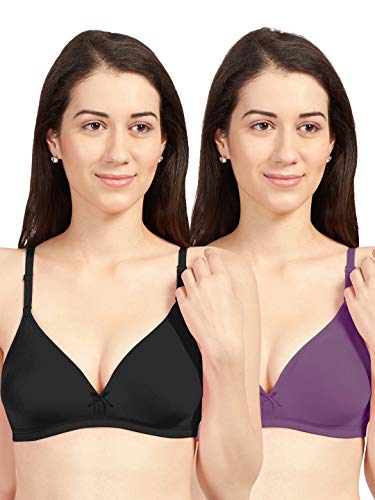 Image of SONARI Omania Womens Non-Padded Cotton Polyester Bras - Solid, Non-Wired, Medium Coverage, Hand Washable (Pack of 2)