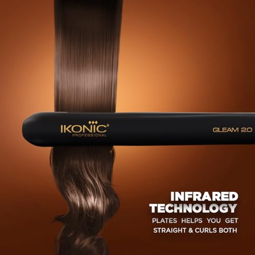Ikonic Gleam Hair Straightener, Black| Super slim 1 inch plates| Ergonomically slim| Led temperature control| Automated function| Overheating protection| Cereamic rose gold iron... - Image 3