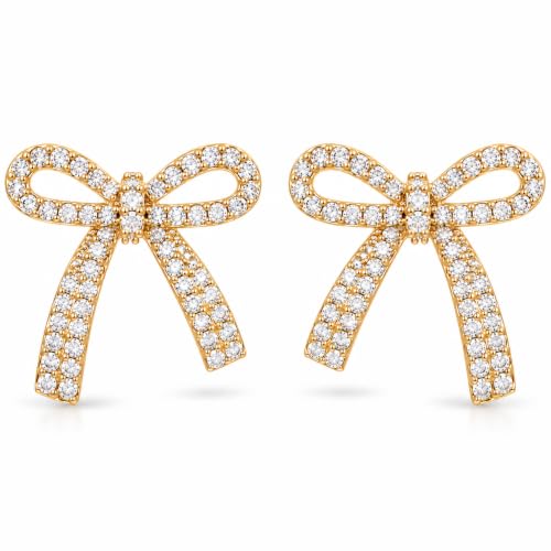 Bow Earrings for Women Sparkly Rhinestone Bow Stud Earrings Jewelry