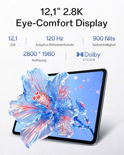 OPPO Pad 5 12.1" 2.8K Eye-Comfort Display Tablet, 8+128GB, 5G, 10050mAh, Dimensity 7300-Ultra, 120Hz Augenschonung, KI Lesen & Schreiben, Quad-Lautsprecher, 33W SUPERVOOC, Starlight Black