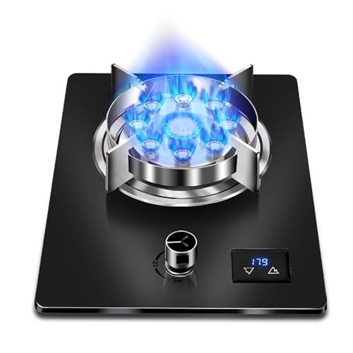 Estufa A Gas De 1 Quemador, 7,2 KW, 9 Cavidades, Fuego Alto, Temporizador De 180 Minutos, Soporte For Ollas De Acero Inoxidable, Panel De Vidrio, Kit De Gas Natural/LPG(NG)