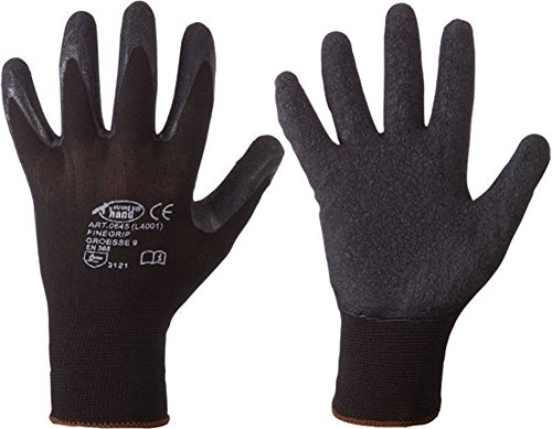 12 Paar Strong Hand Arbeitshandschuhe mit Latexbeschichtung, Schwarz, 10 Cover