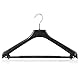 Hangerworld 10 Stabile Kunststoff Kleiderbügel 42cm Schwarz Rutschfester Hosensteg mit Schaumstoff