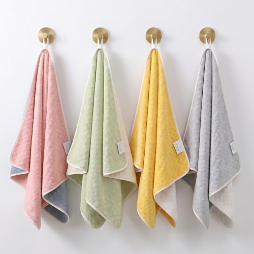 Image of Microfiber Hand Towel, 400 GSM Quick Dry Absorbent Face Towel with Hanging Loop, Soft Towel for Bathroom, Kitchen, Gym, Home & Travel Use, 40 x 60 cm, Random Color, 1 Piece