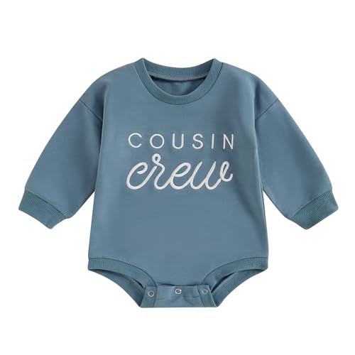 baorji Newborn Baby Boy Girl Bubble Romper Cousin Crew Embroidery Long Sleeve Bodysuit Infant One Piece Fall Outfit
