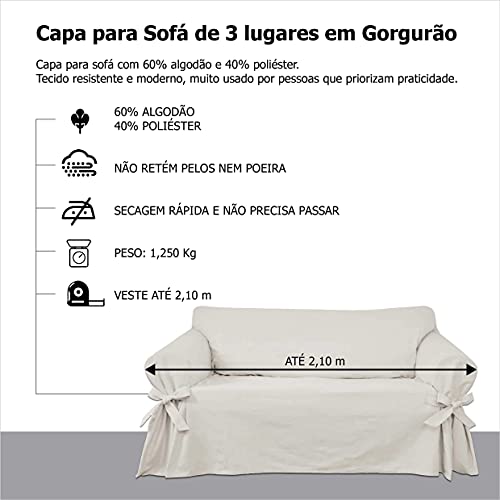 Capa para Sofá de 3 Lugares em Gorgurão (Cinza grafie)