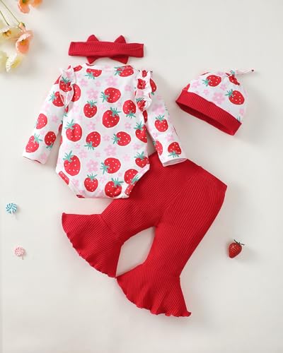 Newborn Baby Girl Clothes Infant Winter Fall Outfits Clothing Romper Ribbed Bell Bottoms Flared Pants Outfit Sets3
