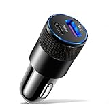 38W Zigarettenanzünder USB C+PD Adapter Auto,2-Port Typ-C Kfz-Netzteil,Auto Ladegerät Adapter Zigarettenanzünder Verteiler Steckdose,Kompatibel mit iPhone, Android, Samsung, Tablet